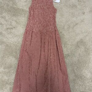 Viral Zara Red Gingham Sleeveless Midi Dress